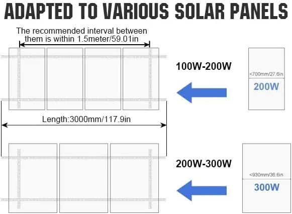 Eco-Worthy 2 Sets Adjustable Multi-Pieces Solar Panel Mounting Brackets Kit System For 4-8Pcs 180 200 300 400 Watt Solar Panel