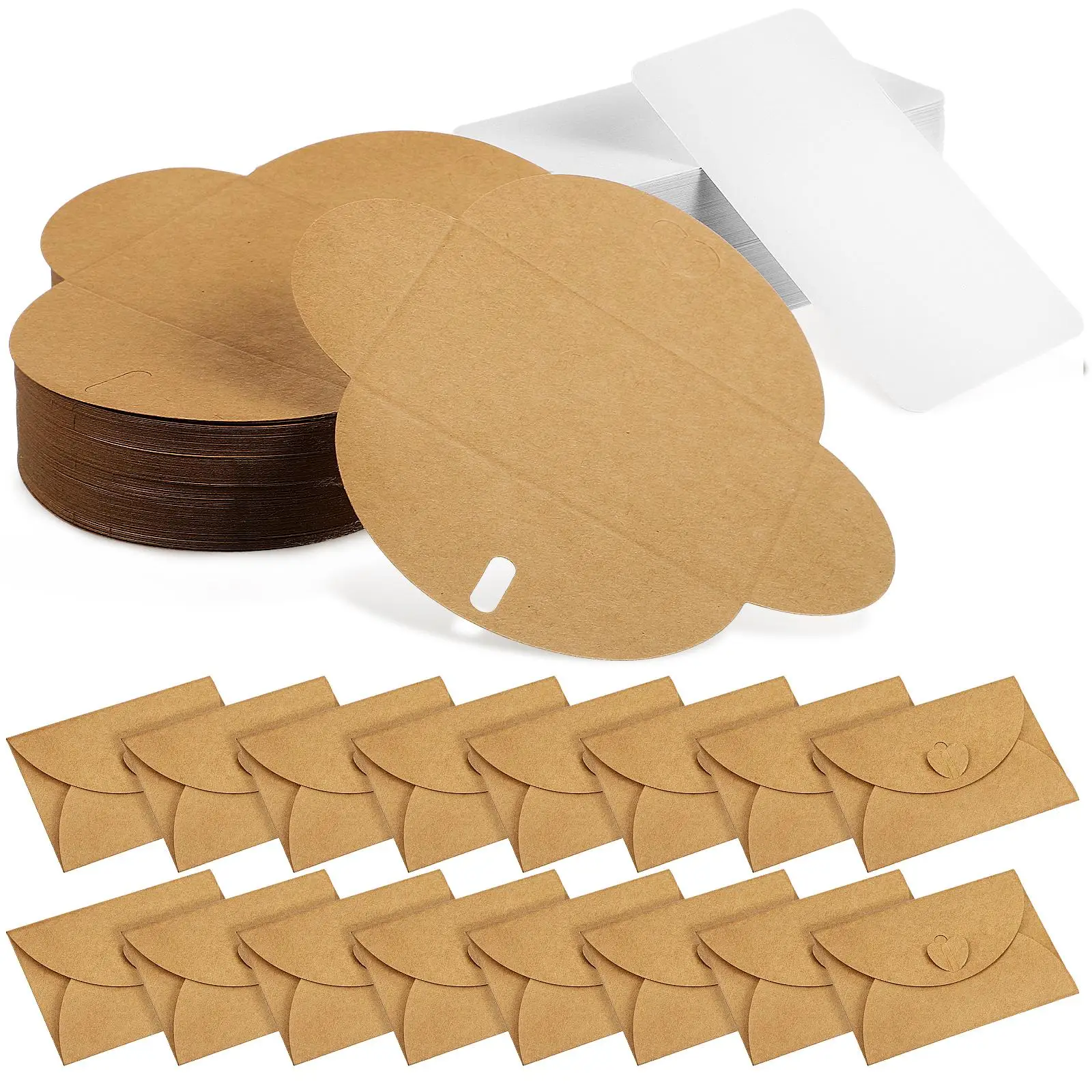 

Blank Cards Envelopes Set Heart Closure Paper Vintage Tones Foldable Gift Tags Party Holiday Cards Envelope