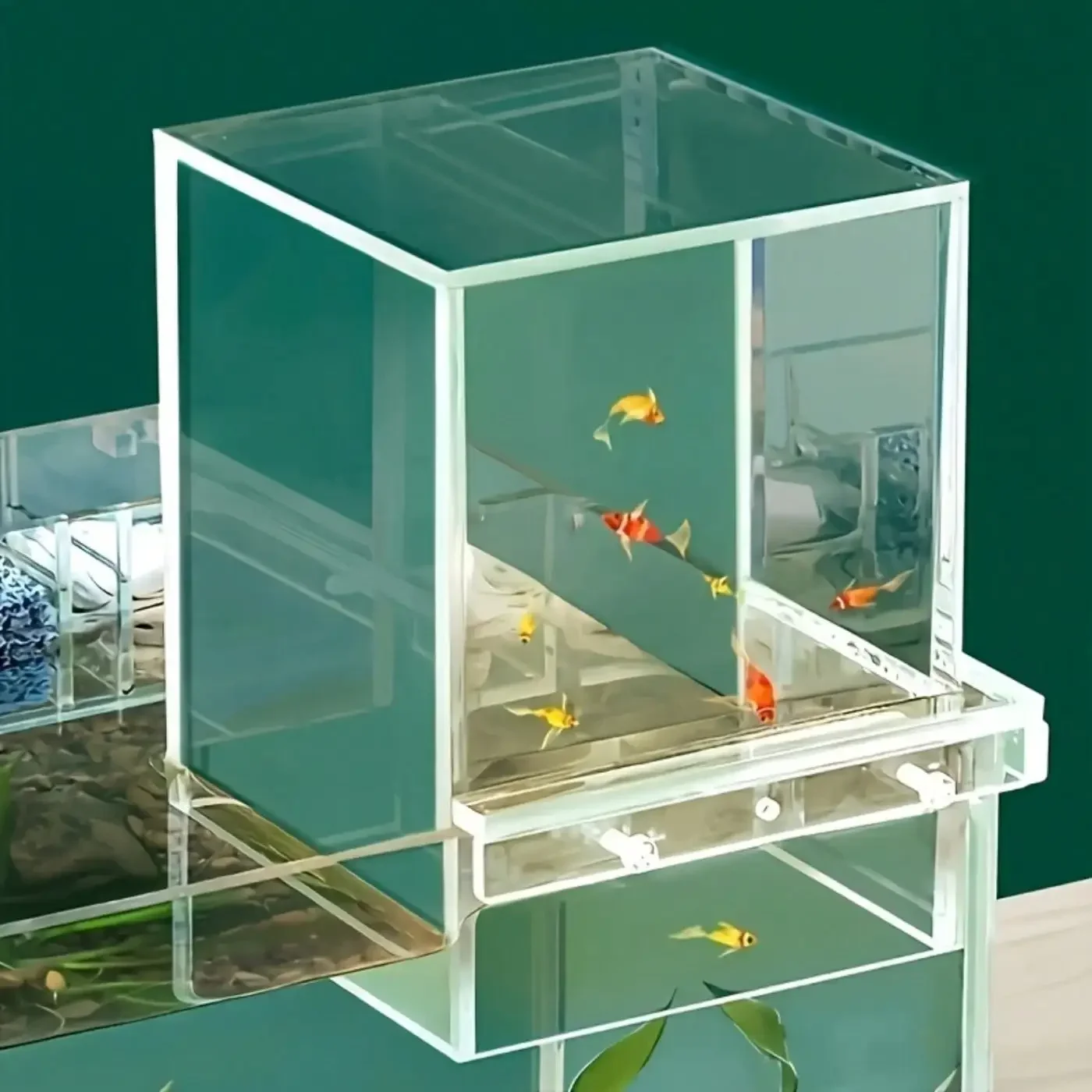 

Clear Acrylic Hanging Aquarium Filter Stand - Inverted Transparent Fish Tank Decor, Vacuum Suction Design for Creative Underwate