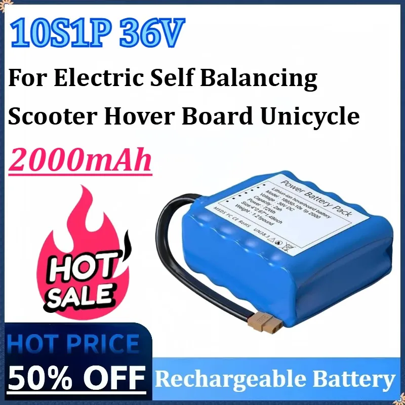 

10S1P 36V 2000mAh Battery Packs Rechargeable Lithium Ion Battery for Electric Self Balancing Scooter Hover Board Unicycle