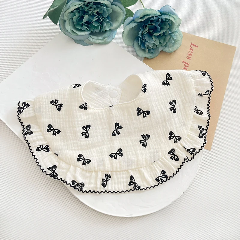 Floral Baby Feeding Drool Bib 4 Layers Gauze Soft Infants Burp Cloth for Newborn Toddler Girls Bibs