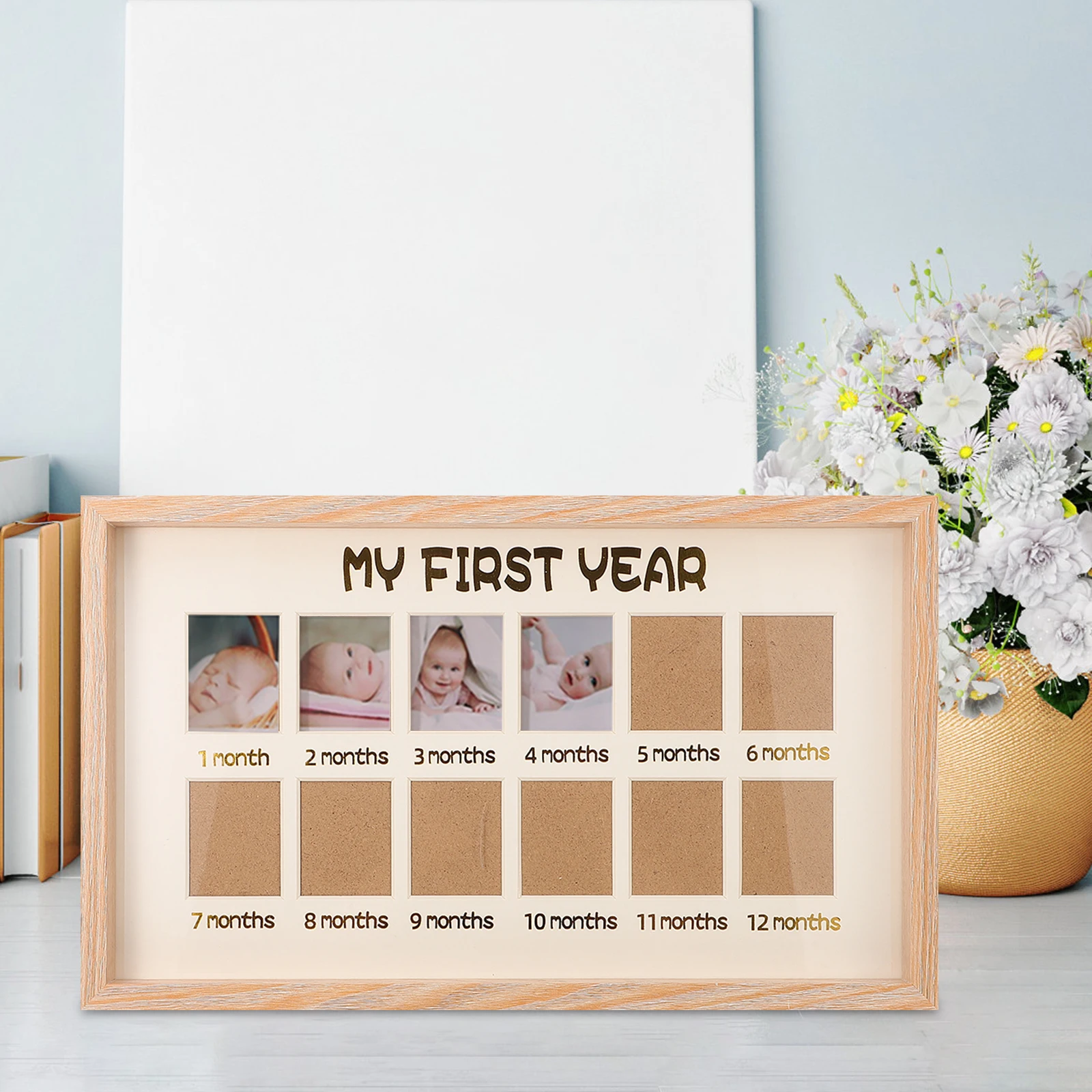 

First Year Photo Frame 12 Month Pictures Tabletop Memories Growth Keepsake Milestone Infant Room Decor Shower Gift