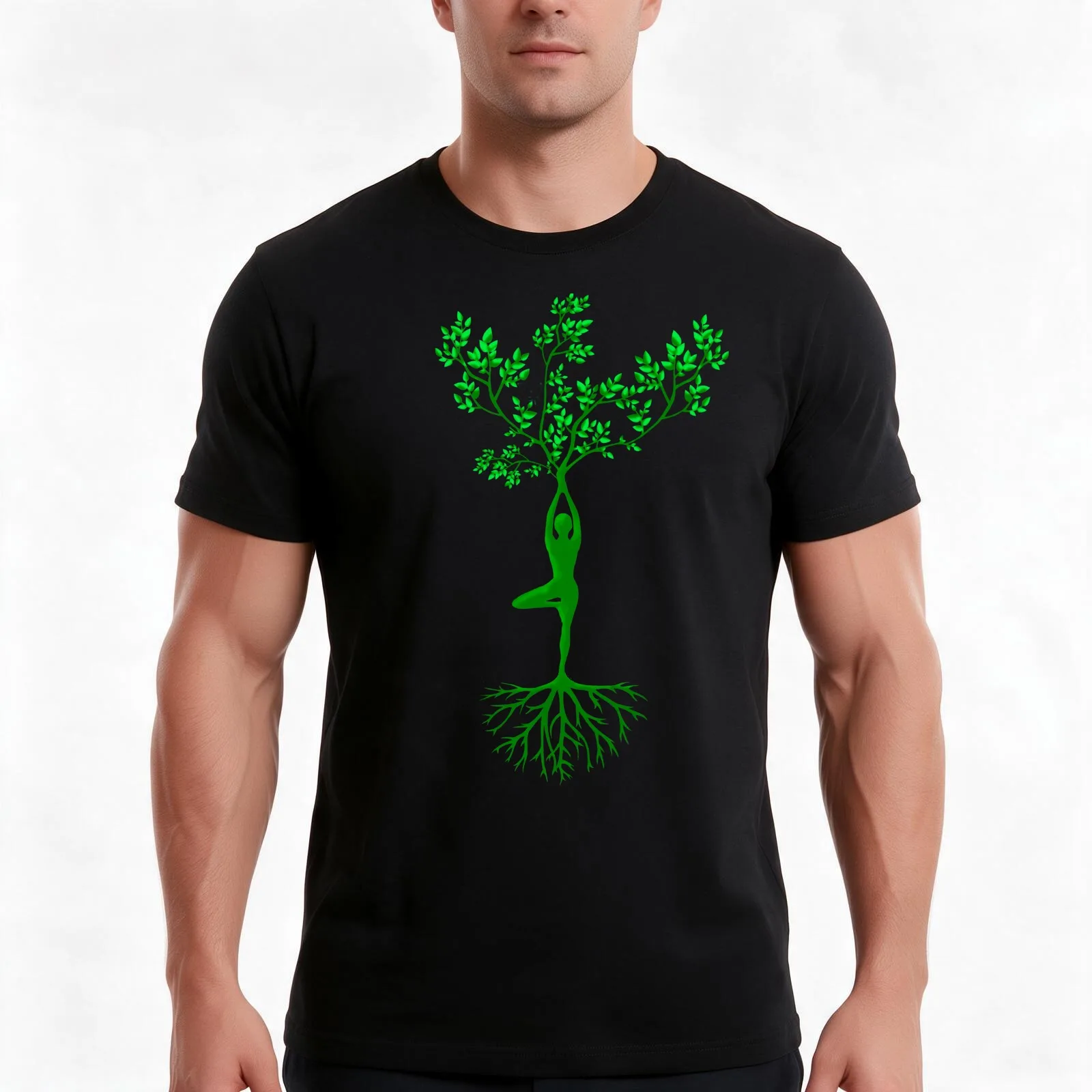 YOGA TREE POSE T-Shirt Summer Casual Cotton Tee Oversized Streetwear Tops Vintage Graphic Print Loose Fit Short Sleeve