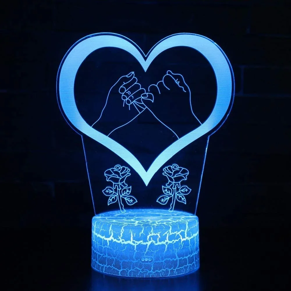 

Heart 3D Illusion Night Light Romantic Bedroom Night Light 7 Colors Acrylic Holiday Birthday Gift for Boy Girl Valentine's Day