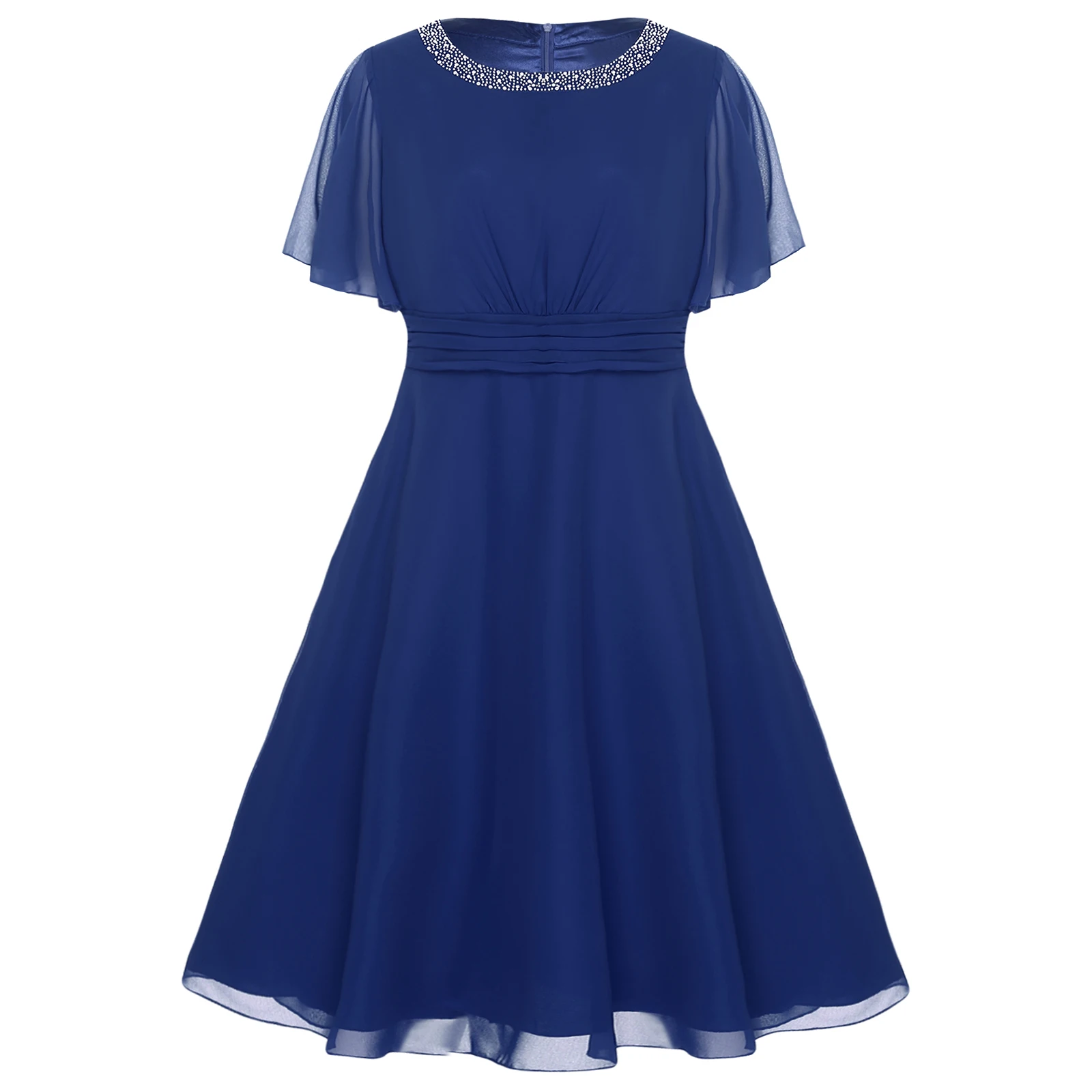 فساتين حفلات الزفاف فستان حفلات المرأة Ruched فستان شيفون فام مسابقة رسمية ألف خط عالية الخصر فستان رداء دي سواريه