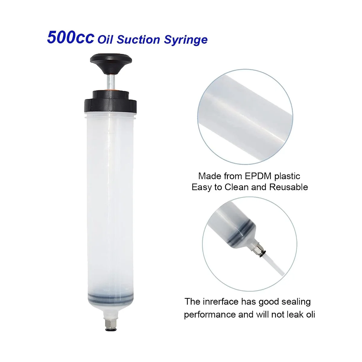 500Cc Car Engine Oil Fluid Extractor Siphon Pump, Manual Brake Fluid Change Syringe Automotive Oil Syringe