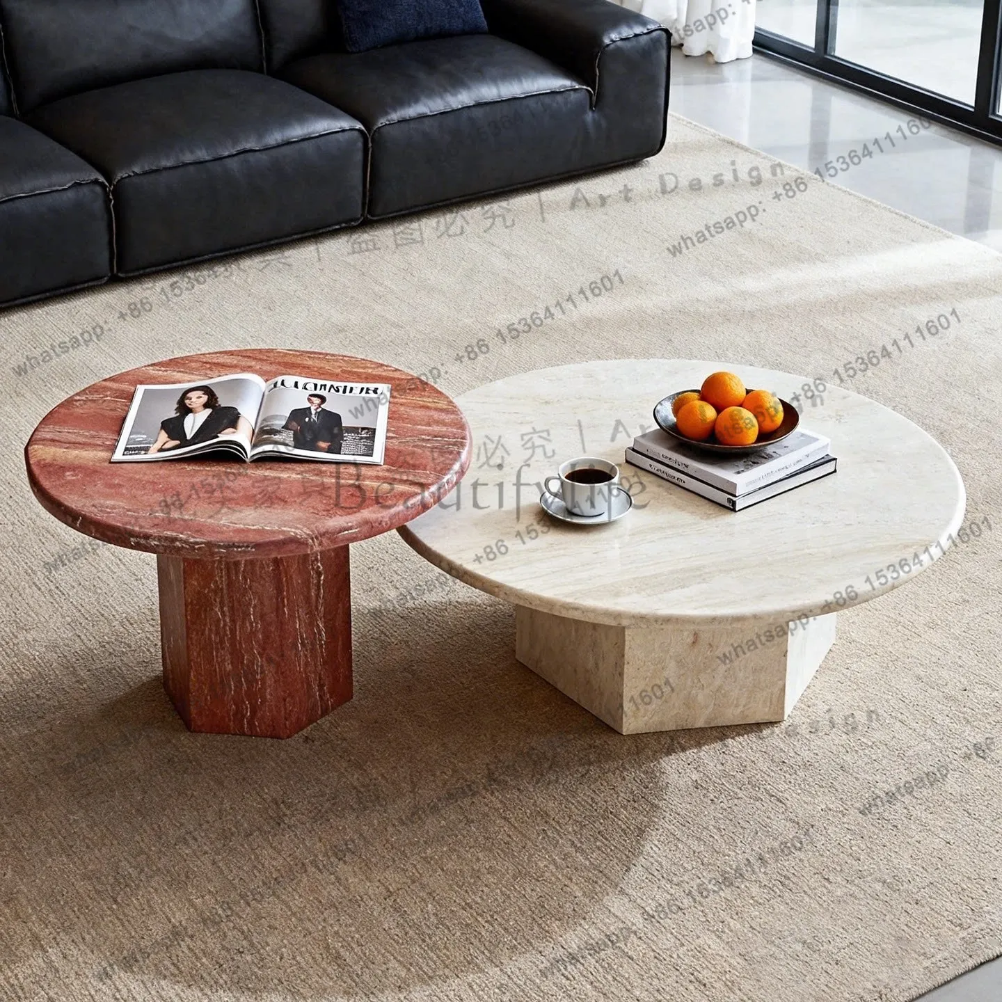 Minimal rice white travertine, natural luxury stone, red travertine, high-end customization of advanced sense and edge design