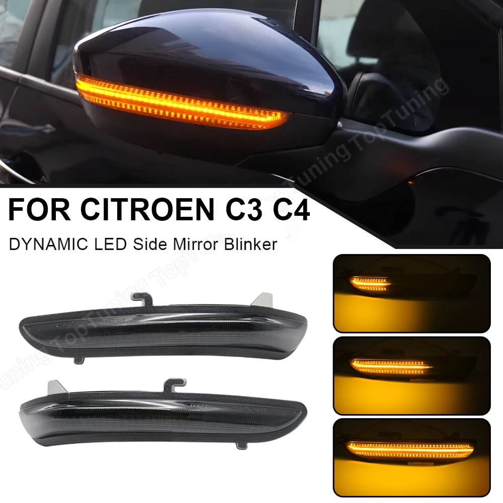 

2Pcs For Citroen C3 2017-2021 C4 Cactus For Peugeot 208 2008 Dynamic LED Side Mirror Blinker Flowing Light Turn Signal Lamps