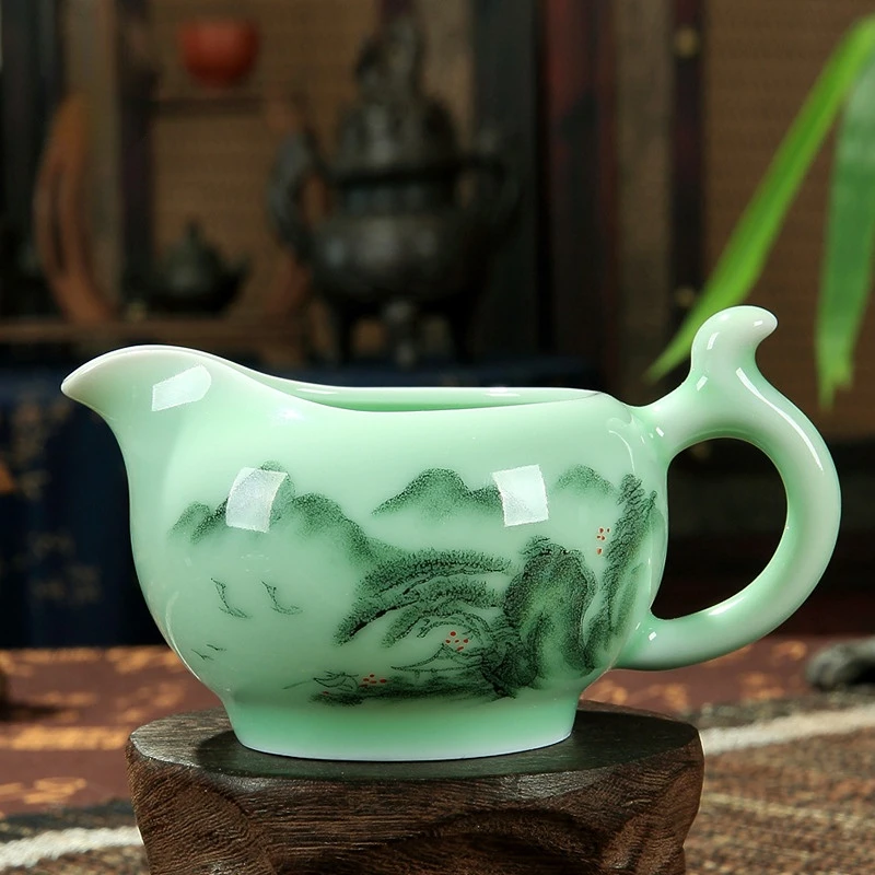 Tea Distributor Celadon Hand-painted Justice Cup Filter Sea Ceramic Set Accessories Strainer Infusor De To Accessories Kungfu