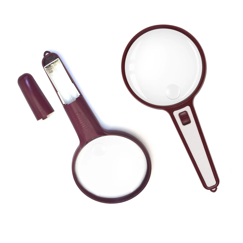 5x Handheld Magnifying Glass With Light Portable Lighting Large Mirror Surface For Elderly Reading And Fine Examination