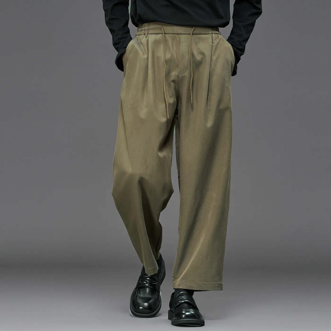 High Quality 2026 Spring/Summer Fashion Pencil Pants Simple Green (Men's) Tapered Cropped Loose Casual Suit Pants