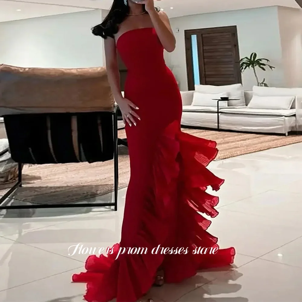 

Flowers Mermaid Party Dress Multilayers Evening Dresses Ruffles Chffion Prom Dresses Homecoming Dress for Princess Customized