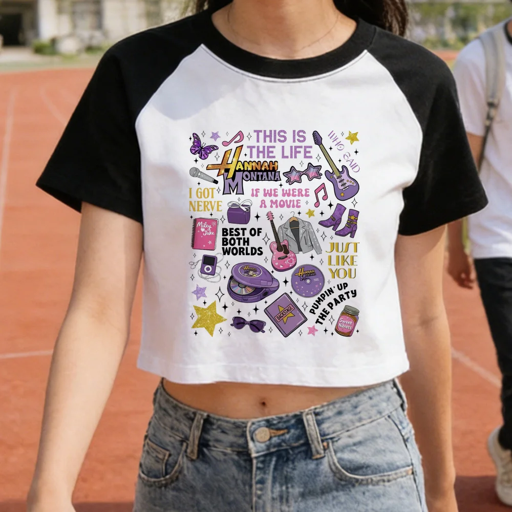 Hannah Montana Crop-Top Teenager lustig 2000er Manga günstige Tops T-Shirts Gothic 2000er Party Grunge Y2K – Detail 2