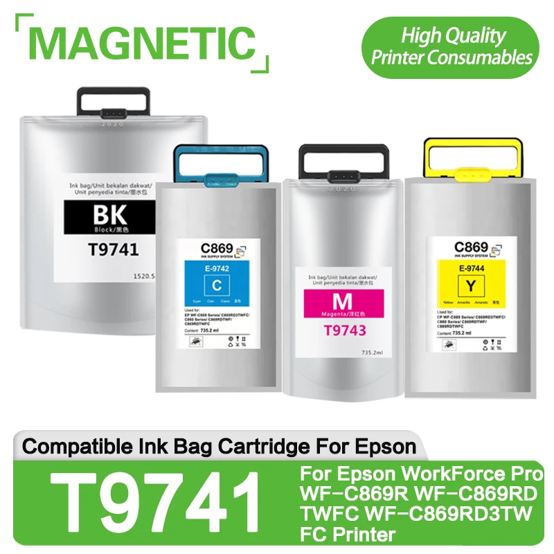 

New T9741 T9742 T9743 T9744 Compatible Ink Bag Cartridge For Epson WorkForce Pro WF-C869R WF-C869RDTWFC WF-C869RD3TWFC Printer