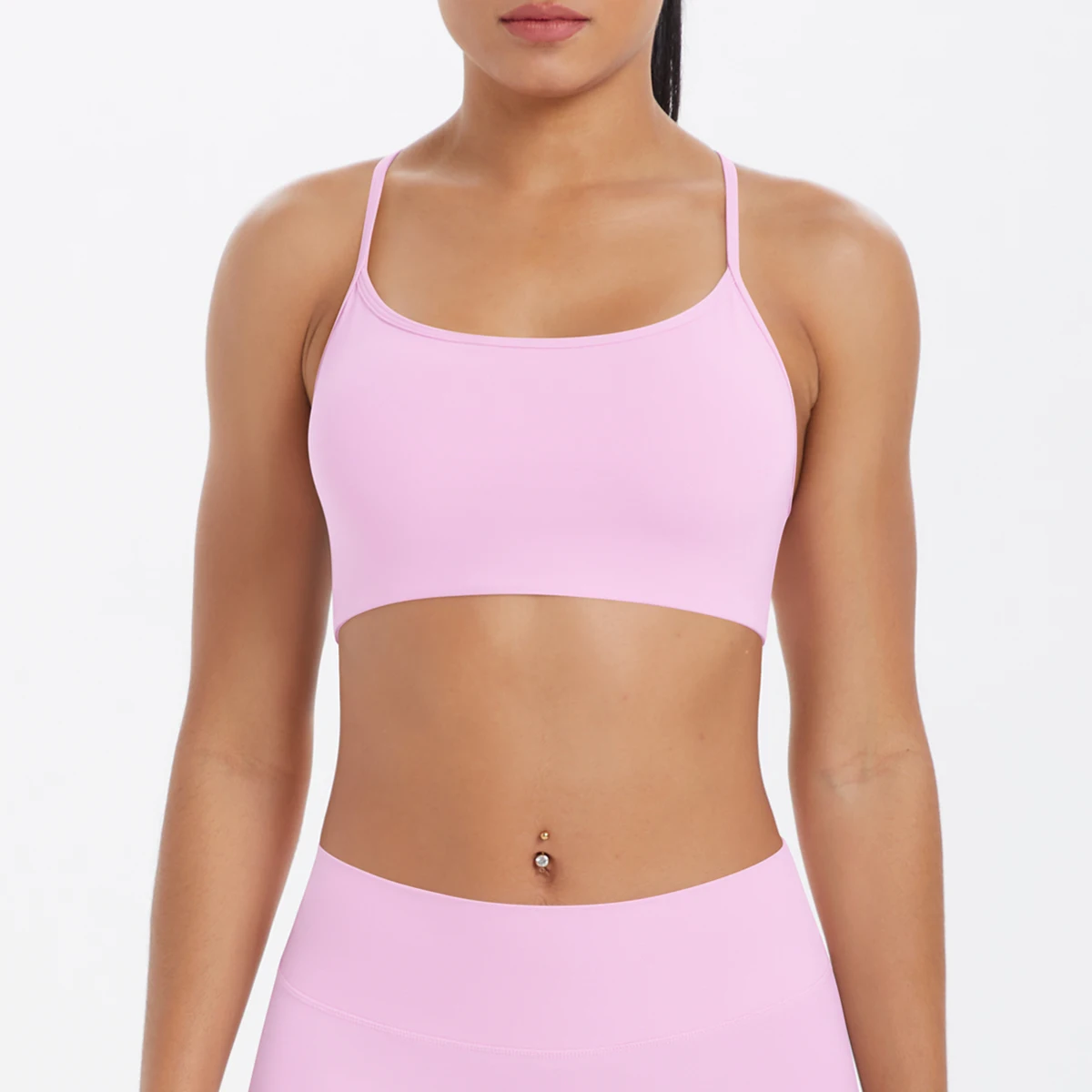 Tanktop für Damen, Yoga-BH, Yoga-Unterwäsche mit Brustpolster, einfarbig, schöner Rücken, Kreuz-BH, stoßfestes Workout-Top für Fitness und Laufen. – Detail 34