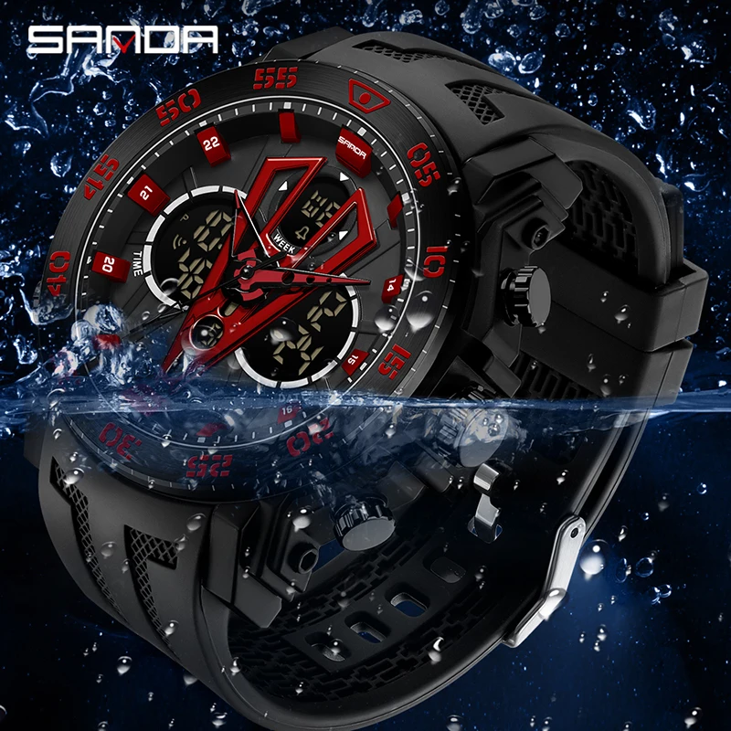 

SANDA Top Luxury Watches Men Military Army Mens Watch Waterproof Sport Wristwatch Dual Display Watch Male Relogio Masculino 6105