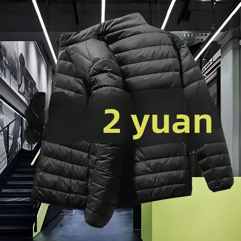 

Легкий повседневный мужской пуховый тюнет с тонким модельным воротником-стойкой, теплый модный модный хлопковый топ, весна 2025 г.