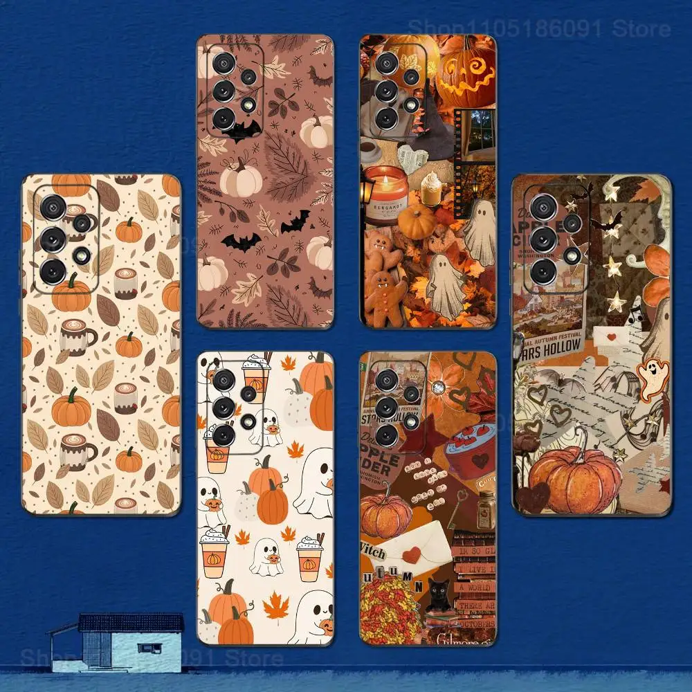 

Autumn Art Leaves Pumpkin Case For Samsung S10,Plus,S9,S22,S25,Ultra,S24,S21,S20,S23,FE,Lite,Soft Silicone Black