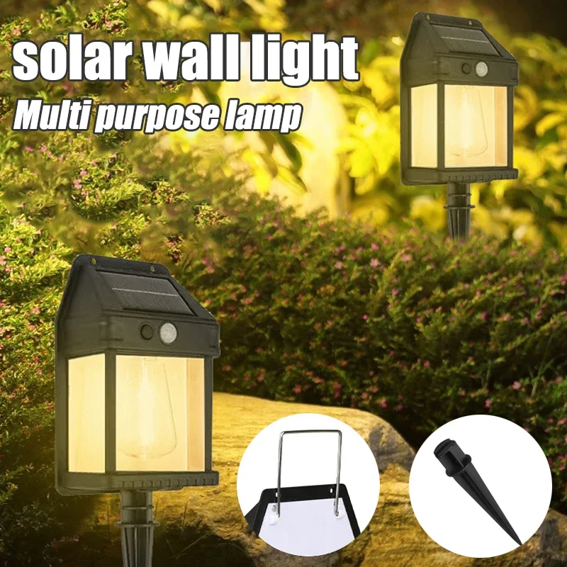 LED Solar Tungsten Filament Lamp Outdoor Waterproof Intelligent Induction Wall Lamp Courtyard Garden Villa Lighting Night Light