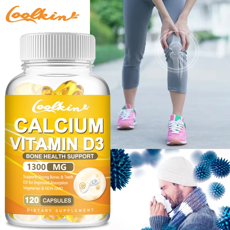 

Calcium + Vitamin D3 - High Potency 1300mg Calcium, Supports Bone Health, Immune & Fast Absorption, and Improve Energy Levels
