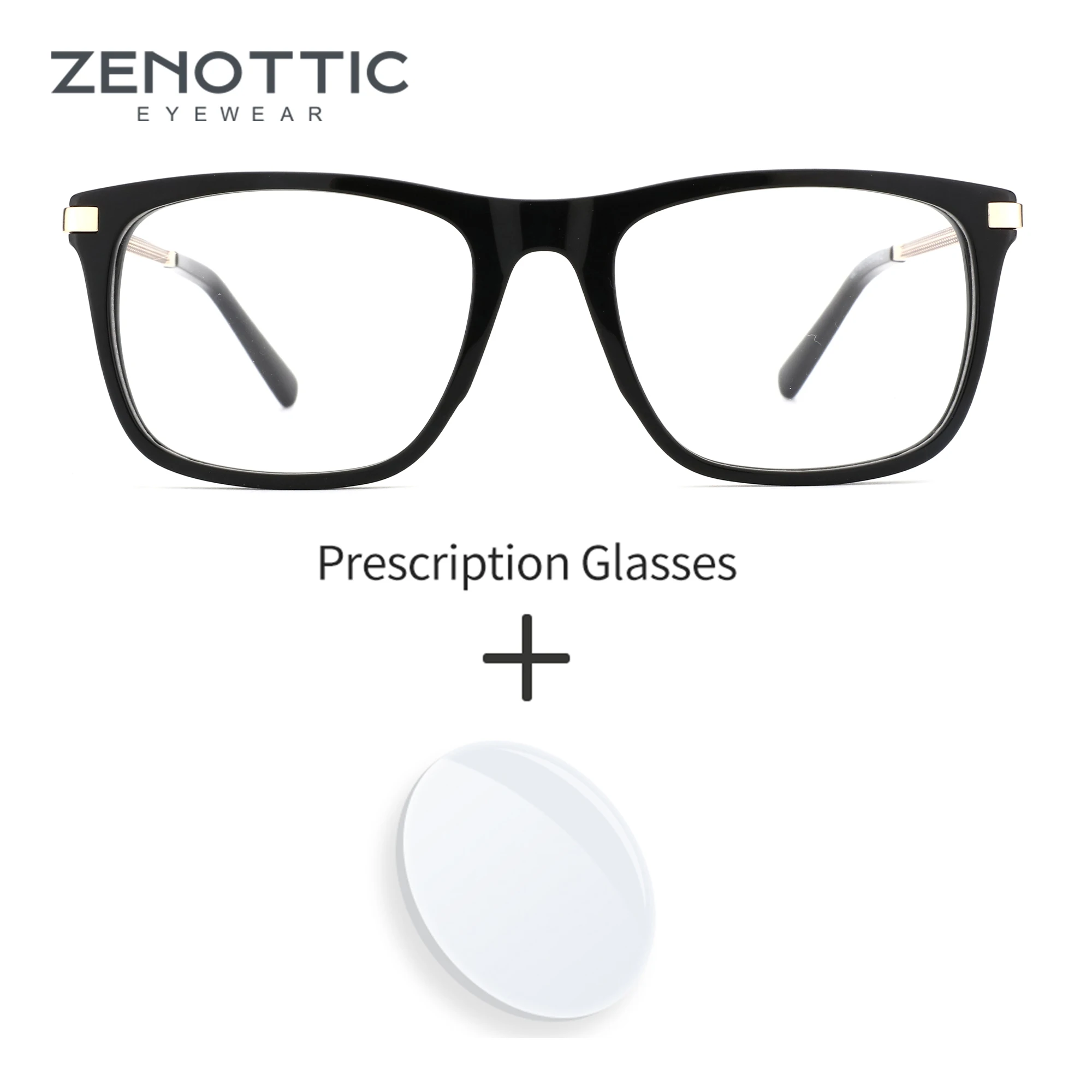 

ZENOTTIC Mens Acetate&Metal Prescription Glasses Square Anti Blue Light Progressive/Photochromic Optical Eyeglasses