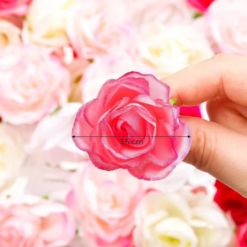10/20/50 Stück 3,5 cm rote Seidenrose künstliche Blumen Kopf für Hochzeit Zuhause Raumdekoration DIY Braut Haarschmuck gefälschte Blume – Detail 2