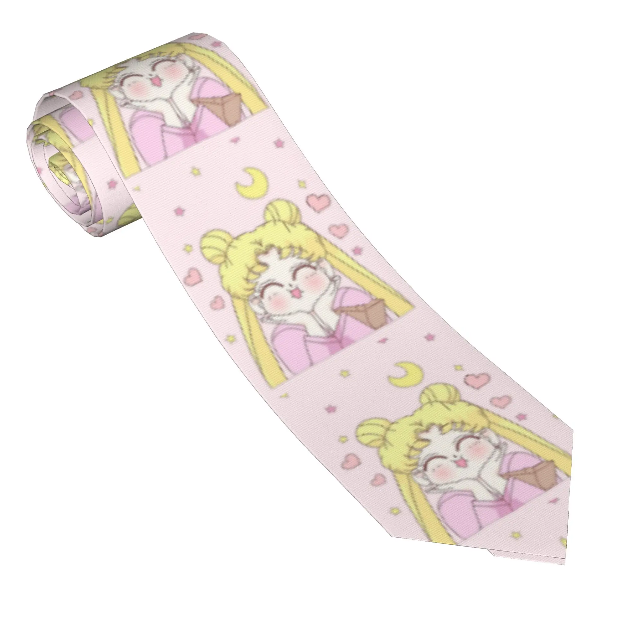 Sailor Moon Face Necktie Unisex Polyester 8 cm Casual  Narrow Neck Ties  for Men Accessories Cravat Wedding Business