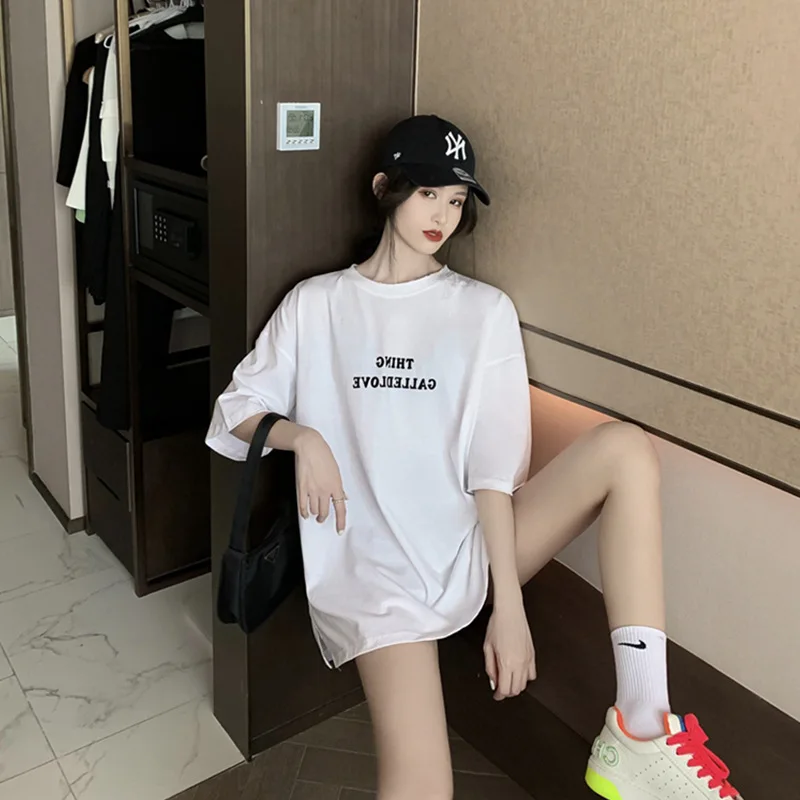 Miiiix 2024 New Short Sleeved T-shirt Round Neck Loose Top Women's Cute Fashion Simple Clothes Summer Tee Female Clothing