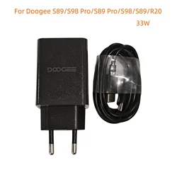 For Doogee S89 S98 Pro S89 Pro S98 S89 R20 Phone 33W Adaptor Fast Charger Travel EU Plug Adapter +Type-C USB Cable DC Line