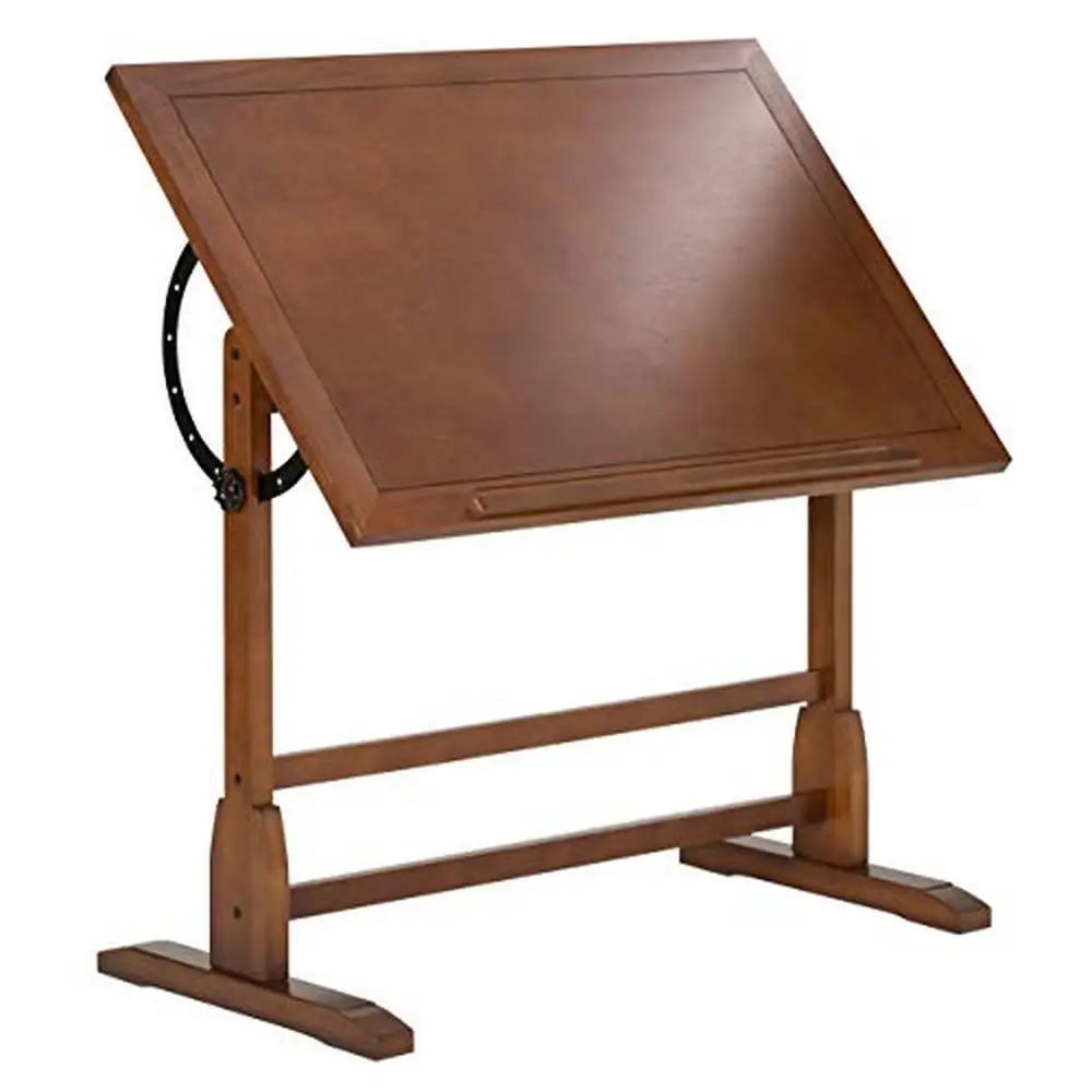 Vintage Drafting Table Antique Design Adjustable Work Surface Solid Wood Pencil Groove Ledge Sketching Painting Writing Crafts