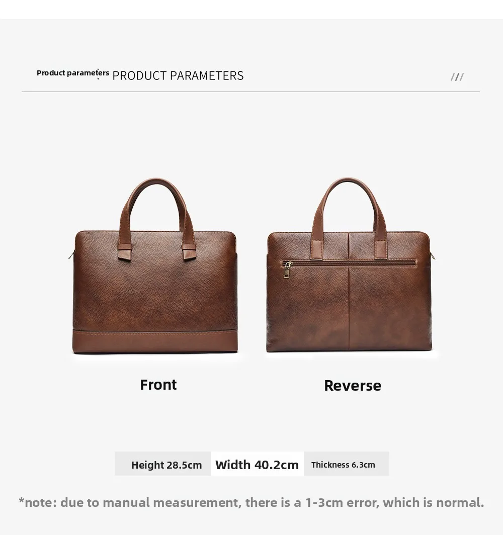 2026 New Men's Genuine Leather Briefcase Top-Grain Cowhide Vintage Business Handbag Shoulder Crossbody Messenger Bag
