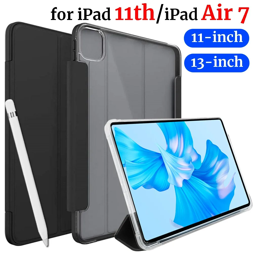 For IPad 11 Tablet Case 11 Inch Auto Wake Stand Tablet Cover for IPad Air 7 11inch/13inch Magnetic Case with Hidden Pencil Slot