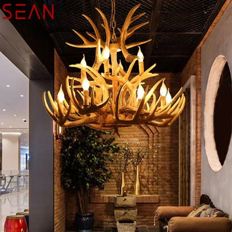 SEAN ร่วมสมัย Antler โคมไฟระย้าเพดานการออกแบบสร้างสรรค์โคมไฟจี้โคมไฟสําหรับตกแต่งห้องรับประทานอาหารหน้าแรก