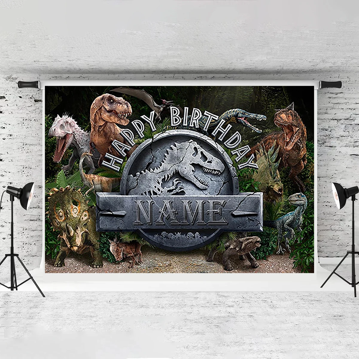 Jurassic Period Dinosaur Theme Happy Birthday Backdrop Kids Party Photography Room Decoration Welcome Banner Name Customiz