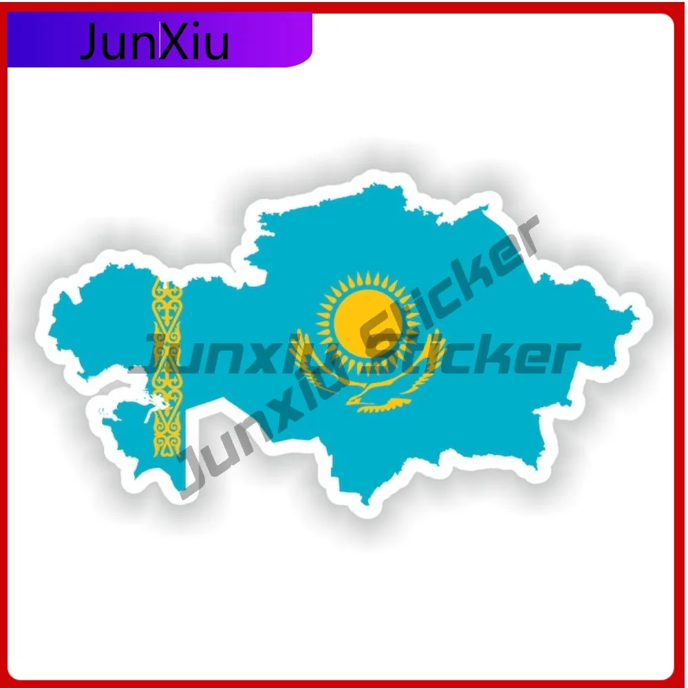 

Kazakhstan National Flag And Emblem Map Shape Stickers Decorative Decals Suv Window Car Sticker Waterproof Adventure Motorcycle