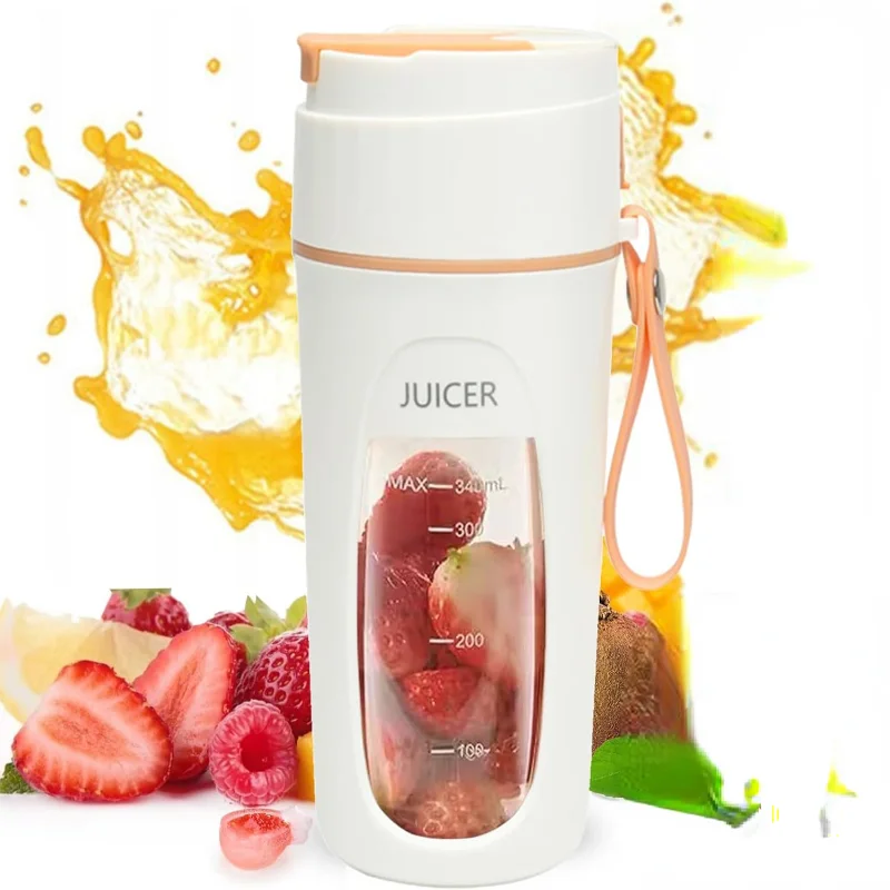 Портативные блендеры с соломинкой и щеткой для чистки, блендер индивидуального размера 340 мл для коктейлей и смузи с 10 лезвиями, USB Rech