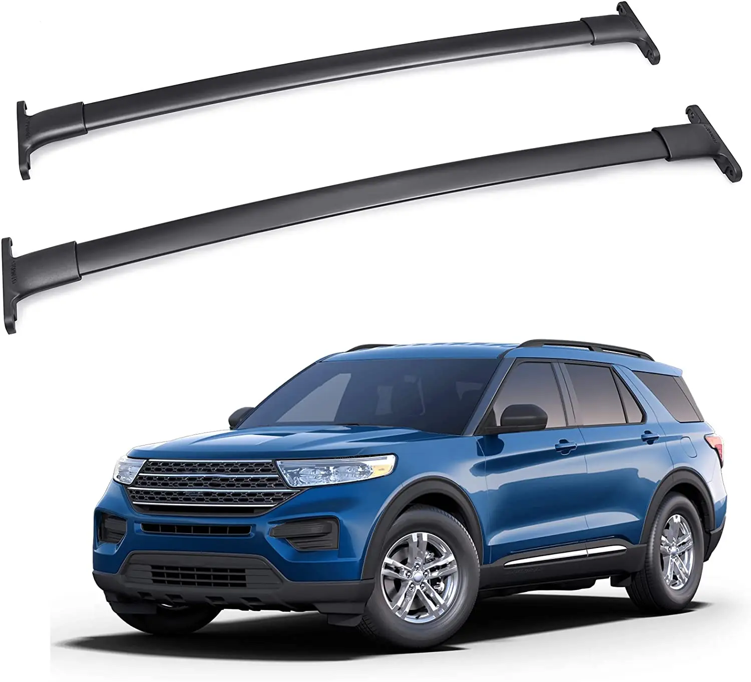 2Pcs For Ford Explorer 2016-19 SUV Aluminum Alloy Side Bars Cross Rails Roof Rack Luggage Carrier With Side Rails  Roof Bars