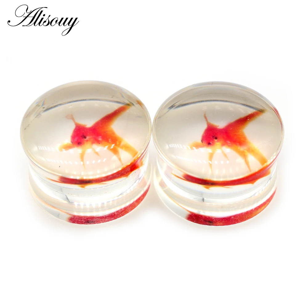 Alisouy 2PC New Simple Transparent Acrylic Comic Logo Cute Fashion Ear Piercing Tunnels Earrings Stretchers Body Gift