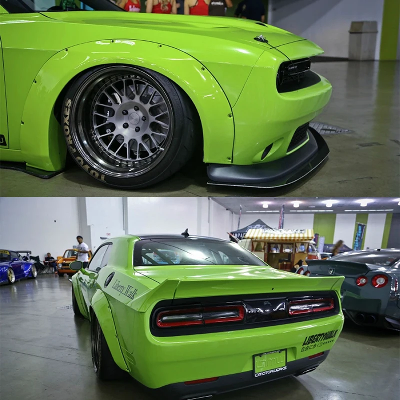 Dodge Challenger Fiberglass Car Body Kit front rear wheel eyebrow ducktail wing LB Style wide-body accessories FRP Spoiler