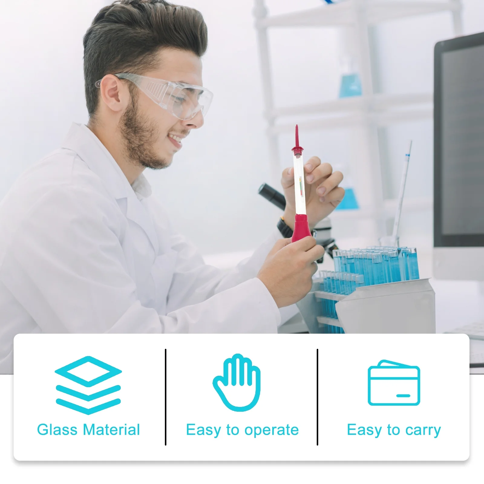 

2pcs Hydrometer Suction Type Glass Electrolytic Density Meter For Measuring Specific Gravity Teaching