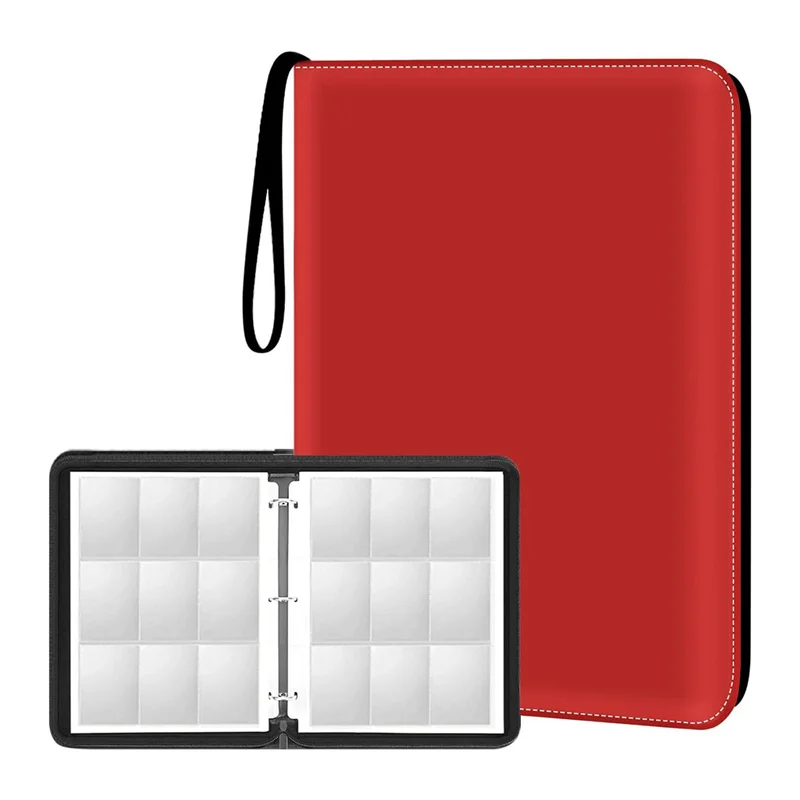 

Trading Card Binder 900 Pockets 9-Pocket Card Collection Binder Fit For Game/Football/Baseball Card Red
