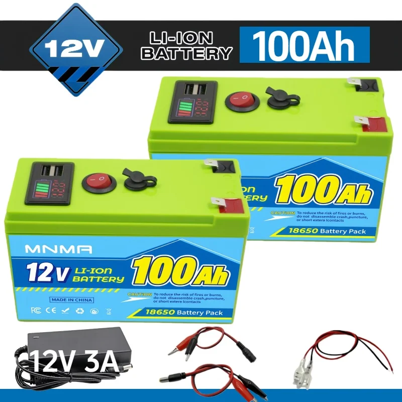 بطارية LiFePO4 12 فولت 100 أمبير في الساعة، BMS مدمج، 4000+ دورة بطارية ليثيوم قابلة لإعادة الشحن، مثالية للركوب على الألعاب والدراجات البخارية ومكتشف الأسماك #1