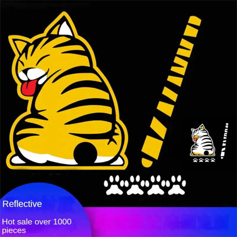 สติกเกอร์ปัดน้ำฝนสะท้อนแสงกระจกหลังสำหรับรถยนต์สติกเกอร์รูปแมวติดขอบท้ายรถอุปกรณ์ตกแต่งสติกเกอร์ประดับรถยนต์ใหม่