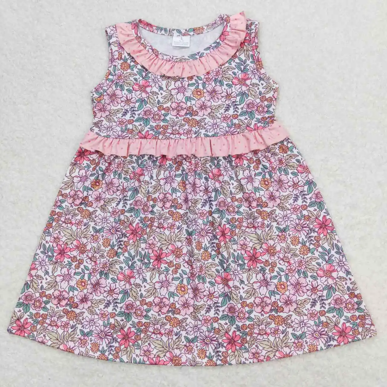 

GSD0935 Boutique Baby Toddler Girls Summer Dress Flower Print Sleeveless Kids Boutique Clothes