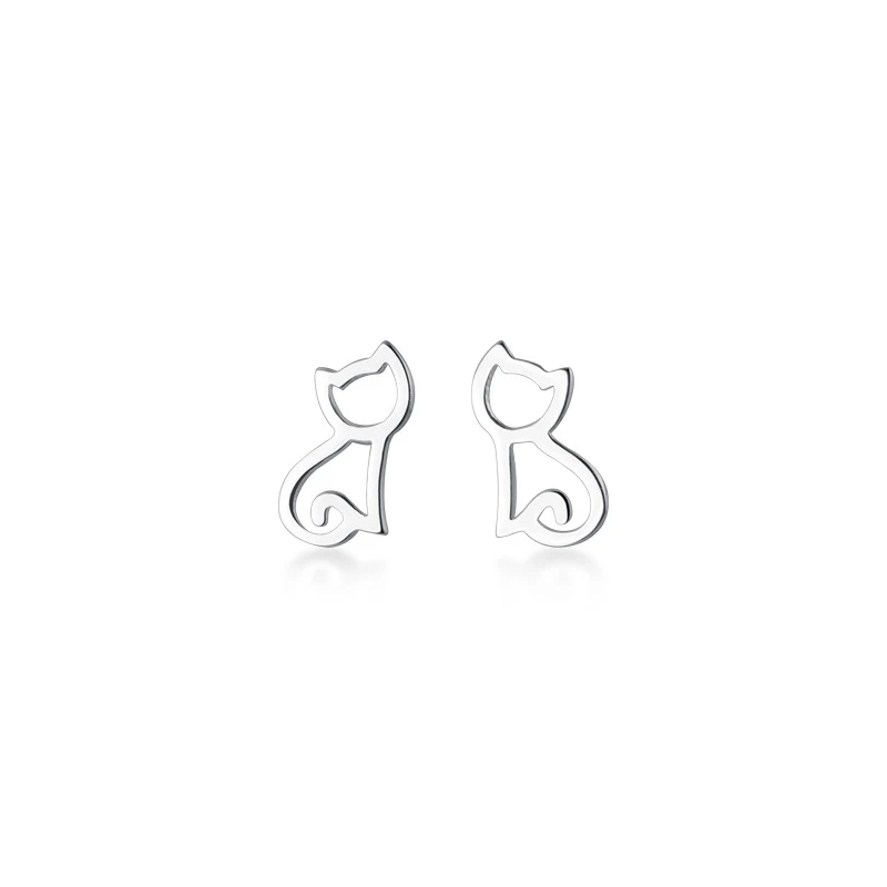 Modian gorąca sprzedaż śliczne prawdziwe 925 Sterling Silver Tiny kot zwierząt stadniny kolczyki dla kobiet srebro S925 Party biżuteria bijoux — zdjęcie 6