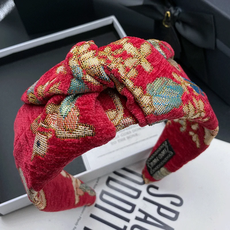 

Chinese style wedding hairpin hair hoop women's fashion embroidery out hair accessories wide edge compression Headband