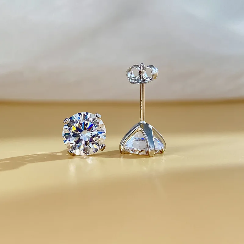 Real 2 Carat D Color Moissanite Stud Earrings For Women 925 Sterling Silver Sparkling Simulated Diamond Wedding Jewelry Gift