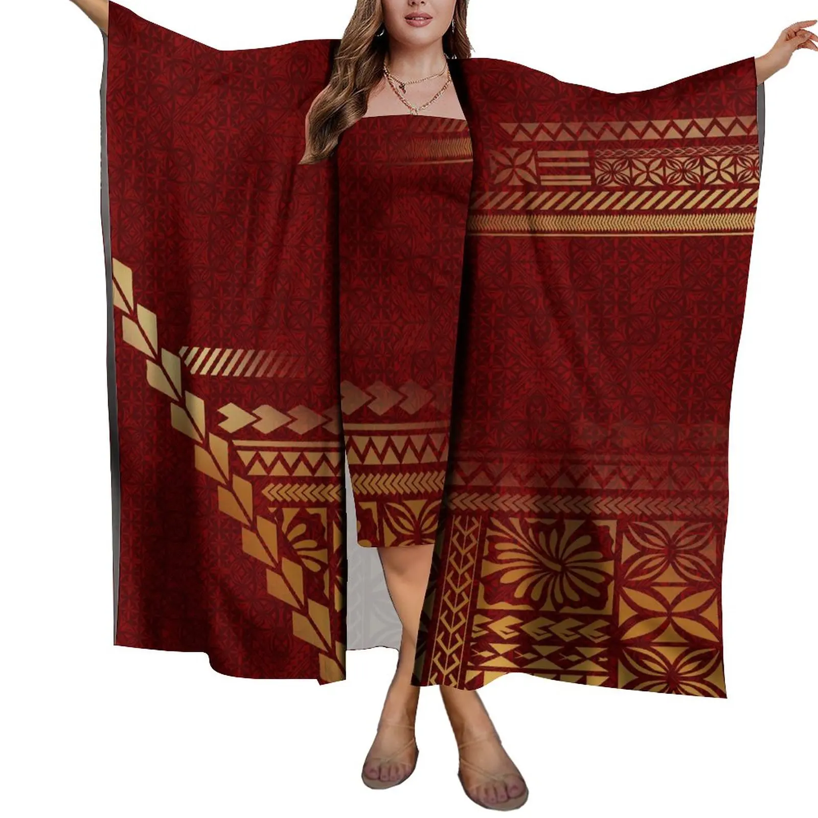 Gauze Cagg Cape Skirt Vintage Tribal Style Dress Women's Polynesian Corner Custom High Quality Skirt Scarf Cape Thin