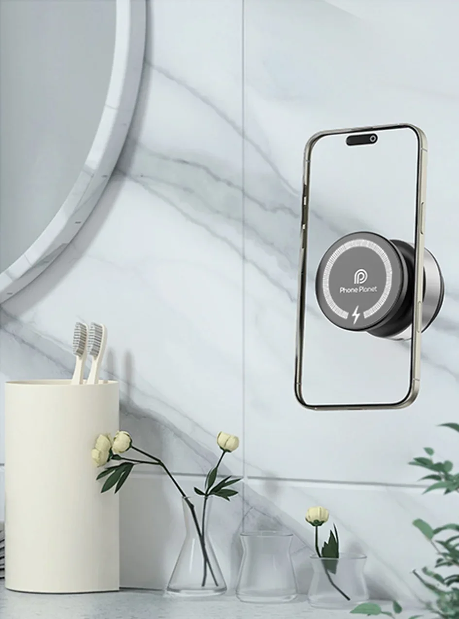 Alloy Magnetic Wall-mounted Phone Holder Electric Vacuum Suction Phone Holder 360°Rotated 5KG Suction Force For Iphone Samsung view 3