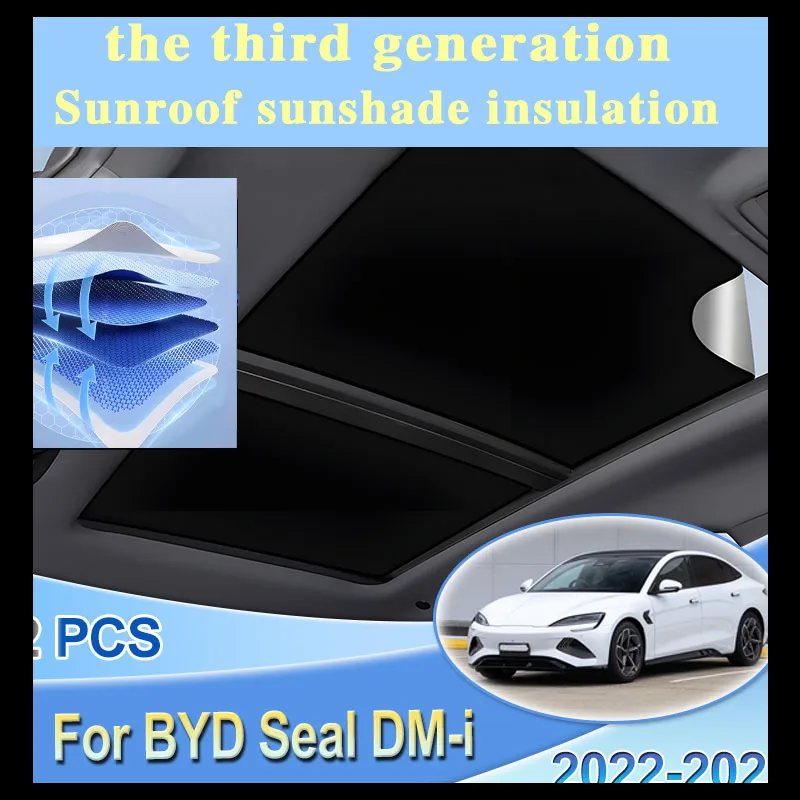 For BYD Seal DM-i 2022 2023 2024 2025 EK Car Sunroof Sunshade Electrostatic Suede Silicone Sunshade Sun Protection Sunroof Cover